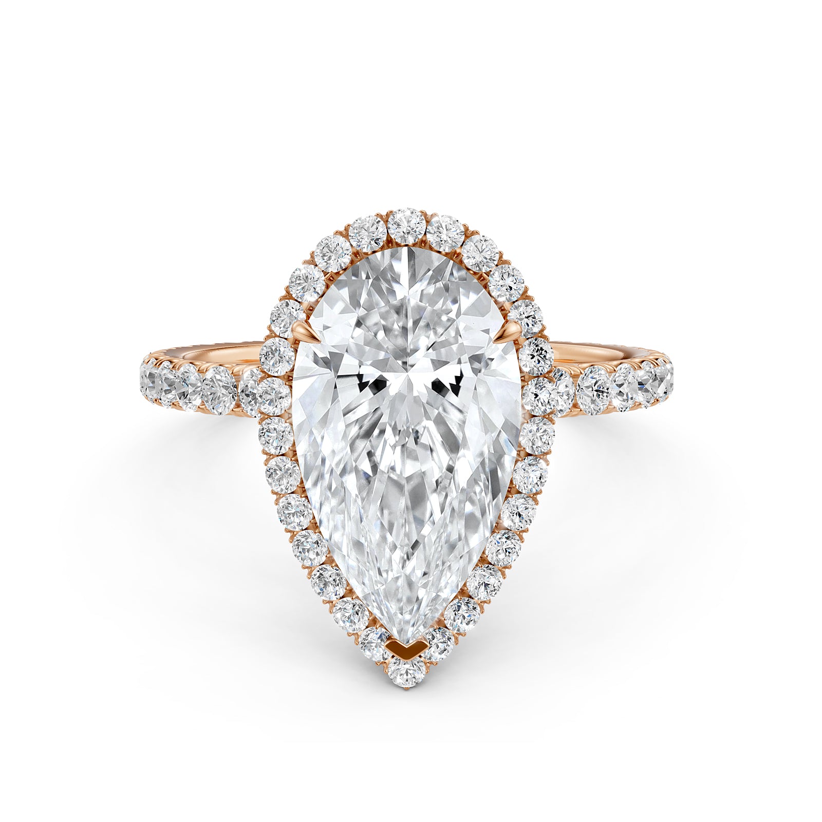 French Pave Set Halo Lab Grown Diamond Engagement Ring 2.59 Ctw.